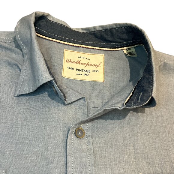 WEATHERPROOF Men's Shortsleeved Button Up Shirt Size Large 55% Cotton - Picture 3 of 9